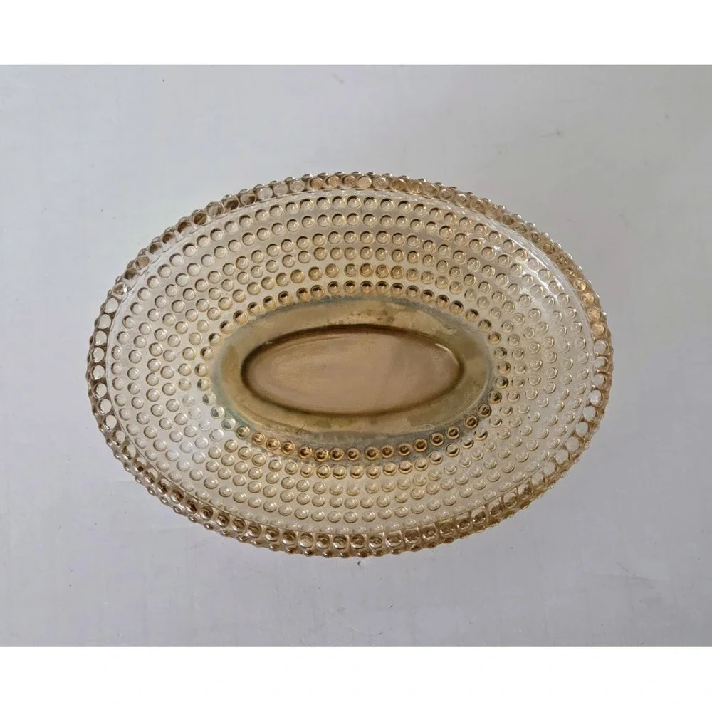 Nicole Miller Small‎ Pedestal Dish Champagne Glass Hobnail Trinket Soap Candy